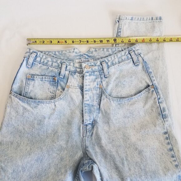 LA Gear Vintage Baggy Y2K Jeans High Rise Tapered SIZE 9 Light Wash Skater - Picture 3 of 14